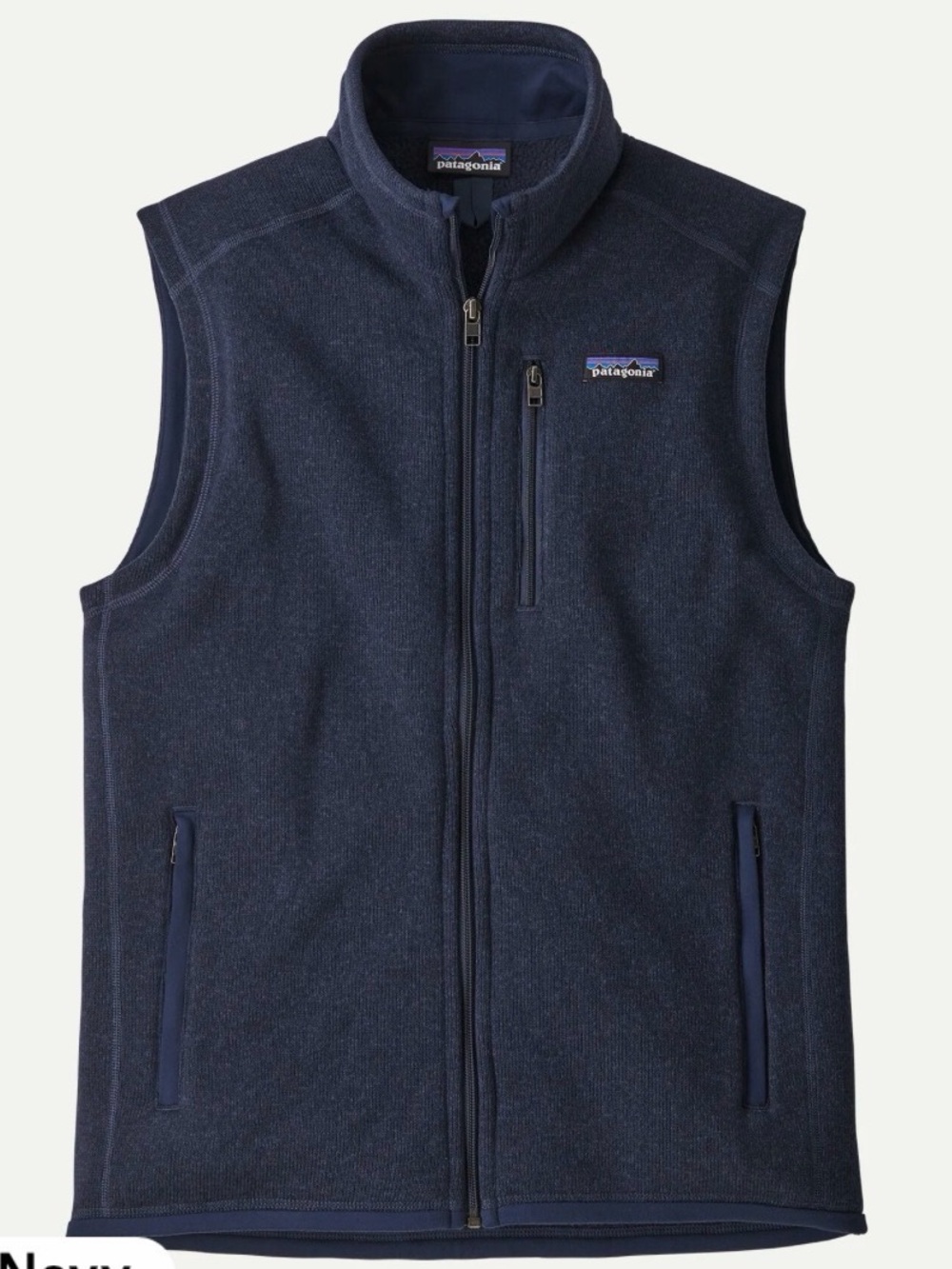 Patagonia Better Sweater Fleece Vest Navy Full Zip Large Logo Pocket